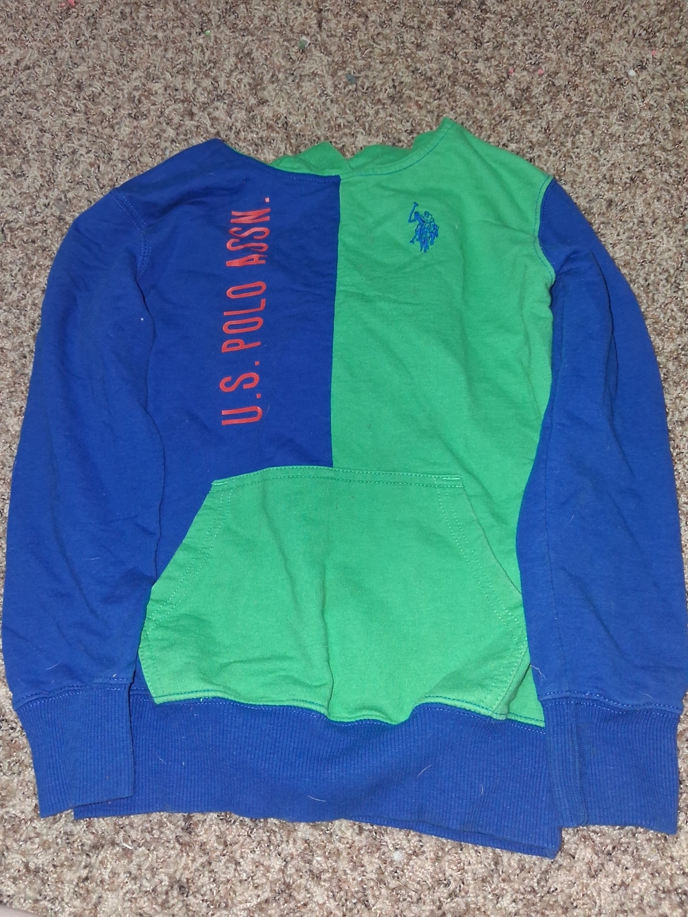 U.S. Polo Assn. Blue & Green Colorblock Hoodie with Logo